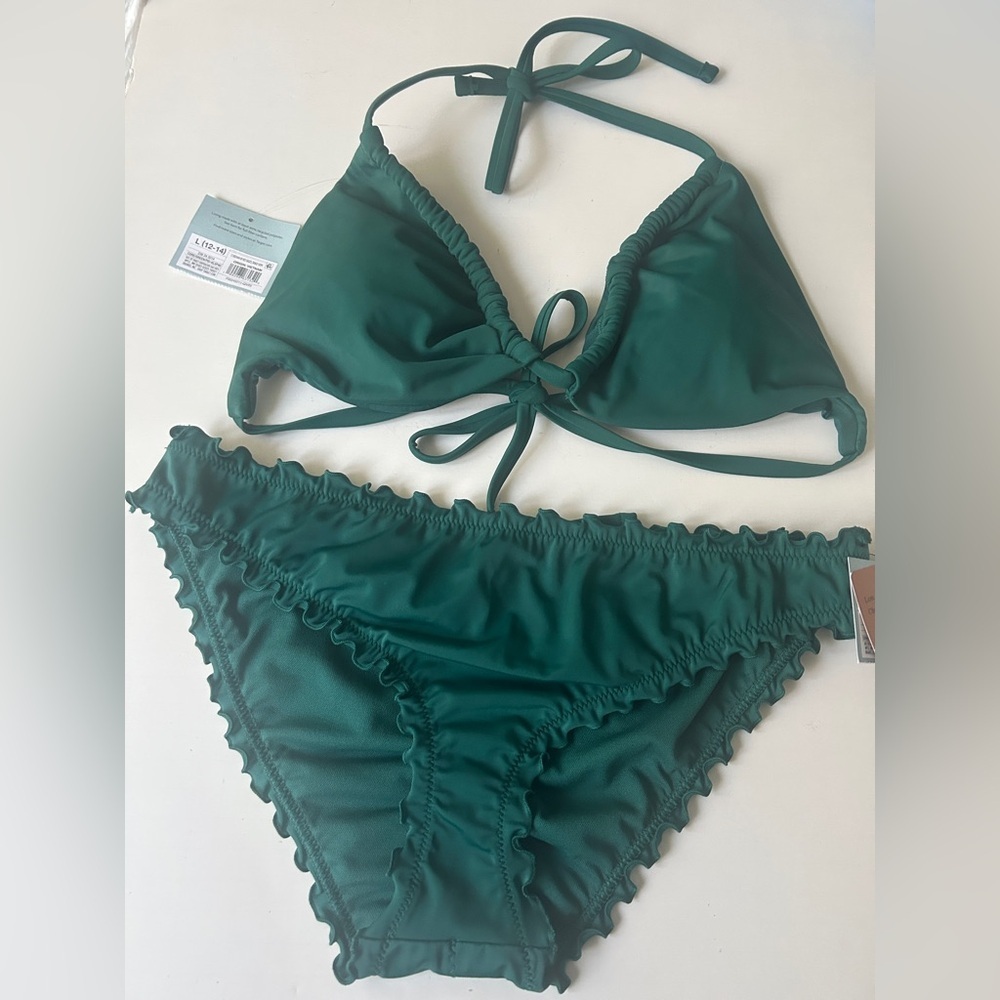 Women’s Bikini Set - Triangle Top & Ruffle Bottom